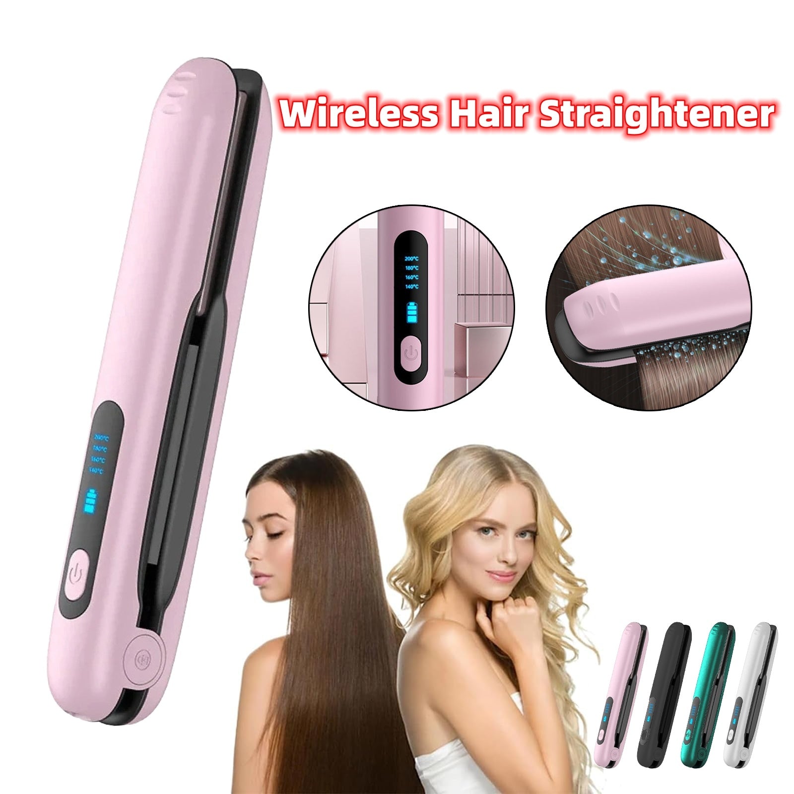 Fer à lisser et boucler sans fil – Mini fer plat 2 en 1 rechargeable par USB