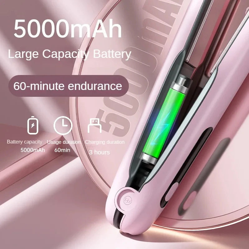 Fer à lisser et boucler sans fil – Mini fer plat 2 en 1 rechargeable par USB