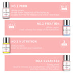 Lash extension product set with labels on a pink background