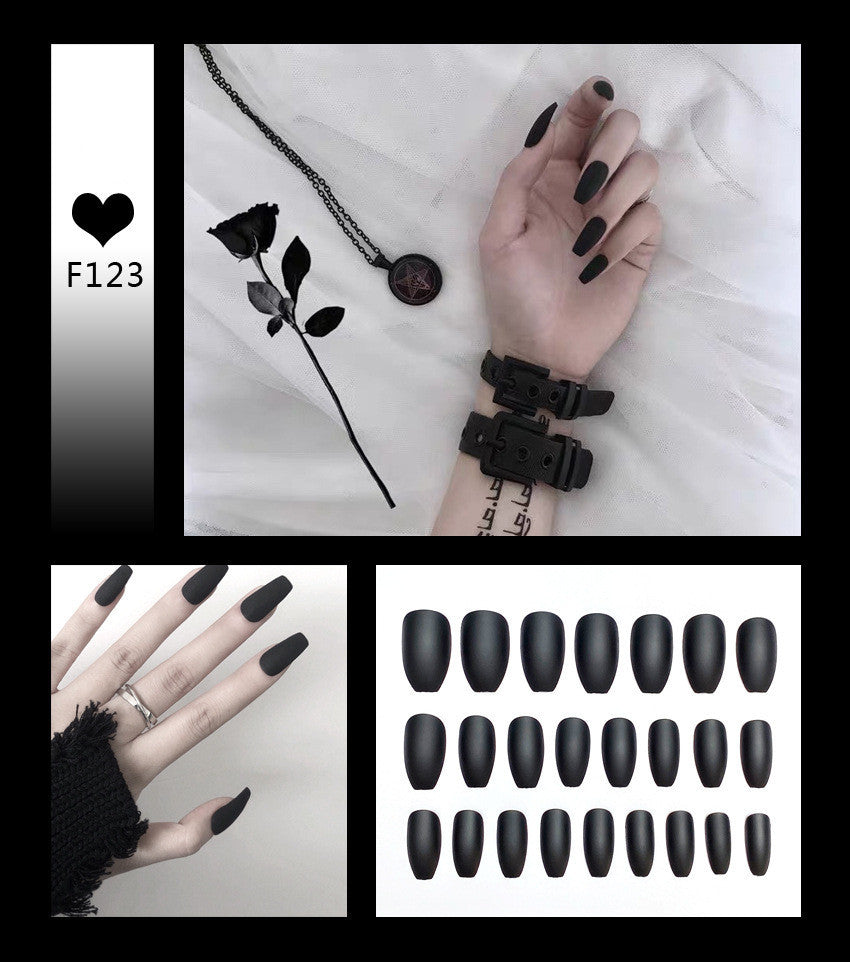 Glossy black press-on nails collection for salon -quality 
