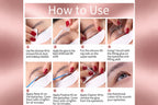 Step-by-step guide on how to use eyelash extensions with close-up shots of hands and eyes.