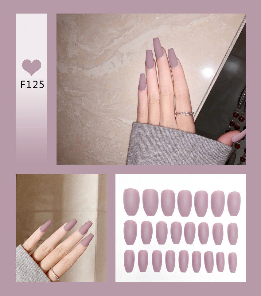 Lavender -nudes press-on nails set close-up view 