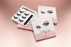 Magnetic eyelashes set with packaging on a decorative background