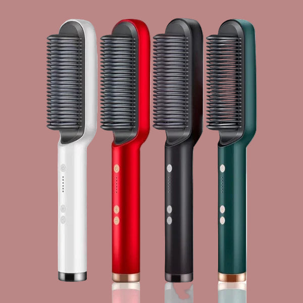 Ceramic anti-scald hair straightening comb in red, black, green and white 