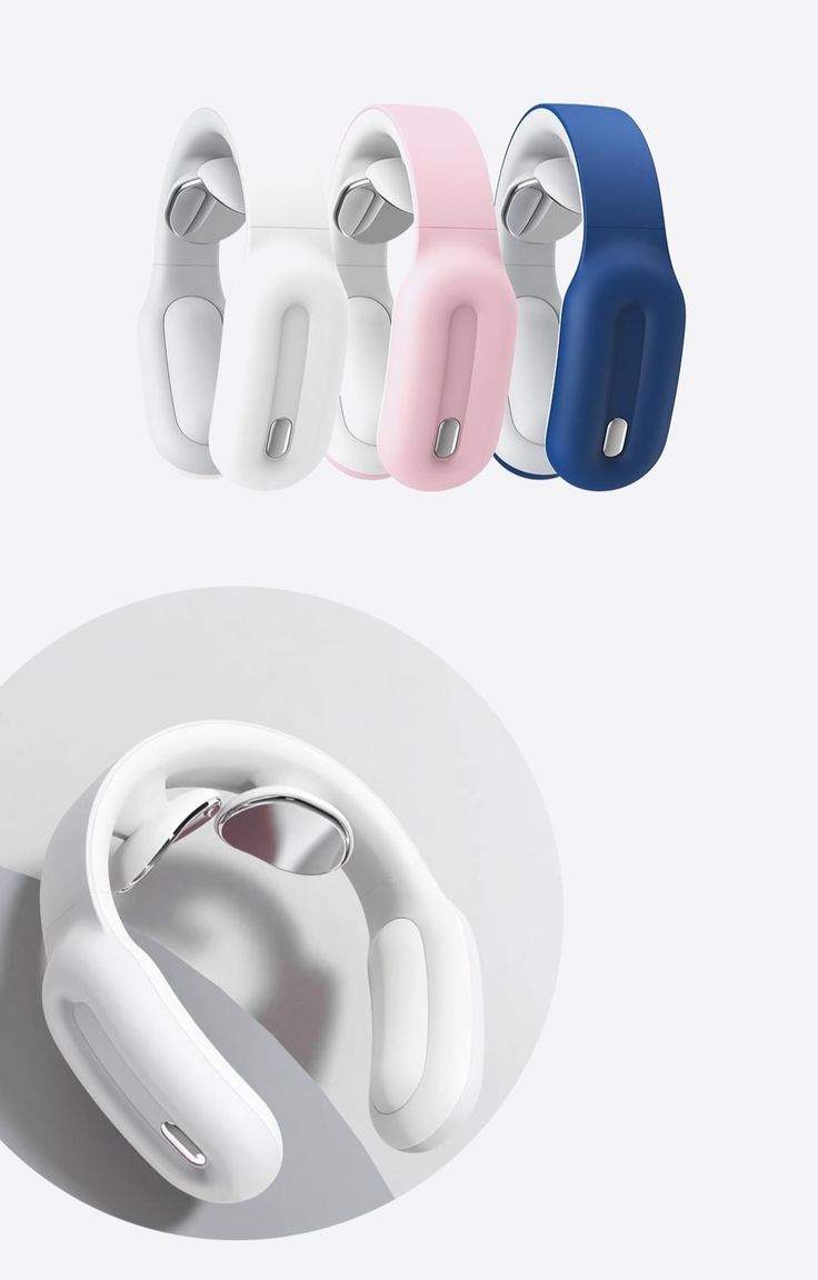 Pink and white intelligent neck and shoulder massager with metal therapy pads