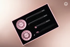 Eyelashes styles and sizes and applicator kit close-up view 