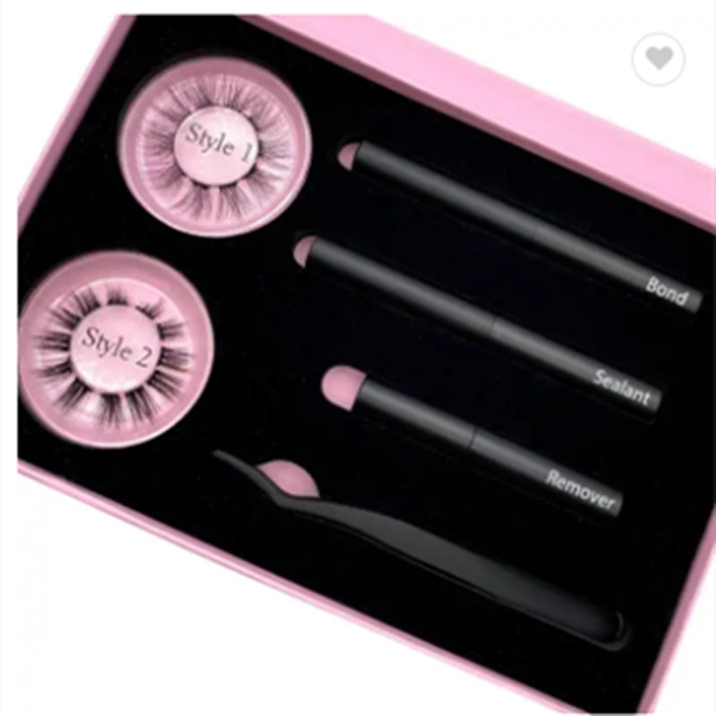Eyelashes styles and sizes and applicator kit close-up view 
