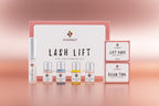 ICONSIGN Lash Lift Eyelash Perm Kit with various products including bottles of lotion and a set of eyelash lift pads.