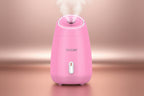 Pink humidifier with 'maoer' branding on a white background