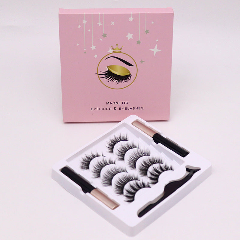 Magnetic eyelashes kit with eyeliner and tweezer on a white background 