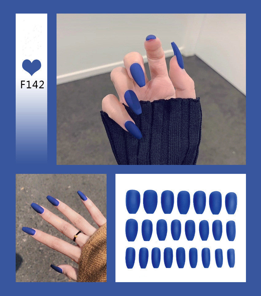 Royal blue press-on nails set close-up view 